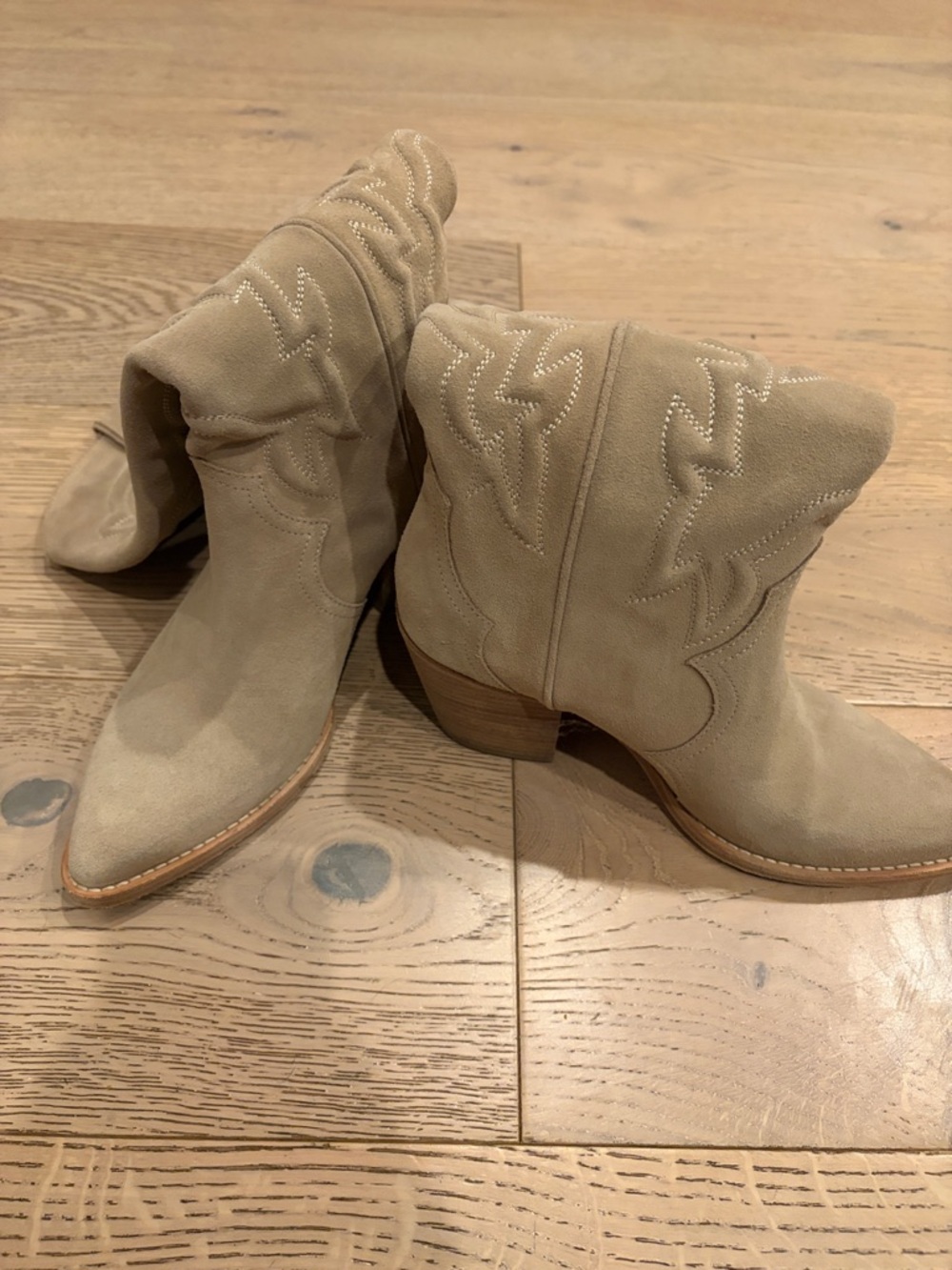 Maje Tan Suede Western Boots